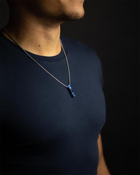 Halskette aus Edelstahl mit blauem Tigerauge-Stein - Tantum Dark Blue